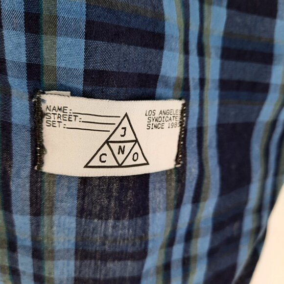 JNCO Blue Fade Plaid Long Sleeve Shirt Men's Size 2XL Button Up Skateboard Core - Picture 2 of 6